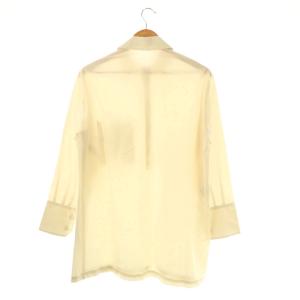 PLAN C 近年モデル スパンコール テクニカルコットン長袖シャツ ブラウス 36 ライトベージュ