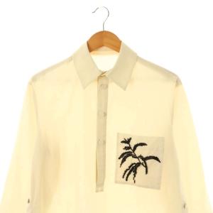 PLAN C 近年モデル スパンコール テクニカルコットン長袖シャツ ブラウス 36 ライトベージュ