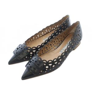 ANIMA 10 カットワークフラットパンプス 38 ブラック