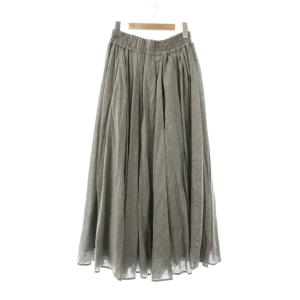 ライトドレープ ウエストゴムギャザースカート ロング フレア 38 グレー /NR OS