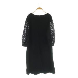 theory luxe ESTA LIGHT PONTE レーススリーブワンピース ロング 長袖 40 ブラック /MY OS