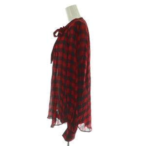 POLO RALPH LAUREN チェック柄ボウタイブラウス 長袖 L 赤 黒 /NR OS