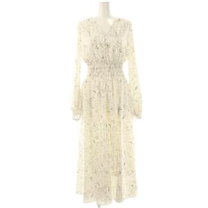 23AW ラインアートプリントワンピース Vネック 総柄 インナー付き 1 ホワイト マルチカラー /CX