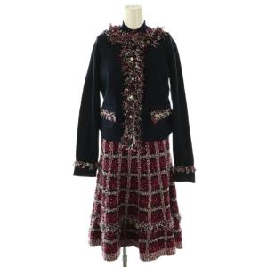 ニットツイード切替 セットアップ ワンピース 0 F ネイビー /DF OS