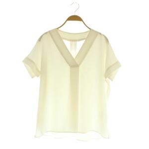 カットスリーブブラウス 半袖 シアー プルオーバー 38 オフホワイト 白 /MY OS