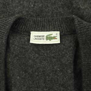 LACOSTE カーディガン ニット 長袖 Vネック ロゴ刺繍ワッペン 4 グレー /MY OS
