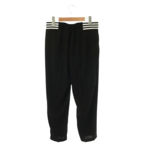 BORDERS at BALCONY ウエストボーダーテーパード パンツ 36 ブラック /DF OS