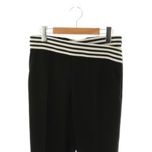 BORDERS at BALCONY ウエストボーダーテーパード パンツ 36 ブラック /DF OS