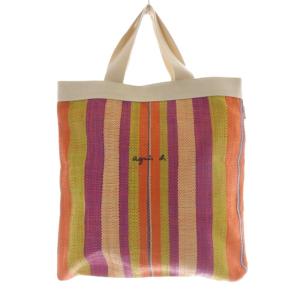 ラフィアトートバッグ ハンドバッグ ロゴ マルチカラー /SR