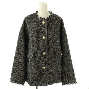 24AW TWEED BLOUSON ツイードジャケット 36 ブラック /DO OS
