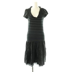 ボーダー ラウンドネック ワンピース 2 ブラック チャコール /ES OS