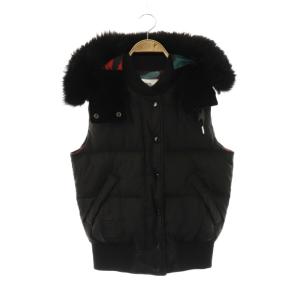 ファー ダウンベスト アウター 総柄裏地 XS ブラック マルチカラー /CX OS