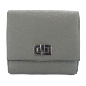 ピーカブー 財布 二つ折り ターンロック レザー バイカラー グレー ベージュ /YO7 OH