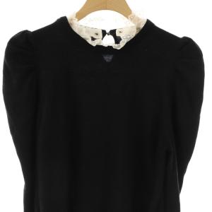 ROPE 23AW 神崎恵さんコラボ 4WAYハイゲージニット セーター プルオーバー レース 38 ブラック ホワイト