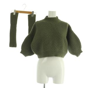 クロップドハイネックアームウォーマーニットプルオーバー ONE カーキ /MY OS