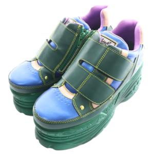 YOSUKE 厚底スニーカー24.5cm 緑 グリーン 青 ブルー 2601078 SH