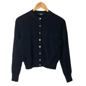 25SS UVカットレーヨンブレンドメタルボタンカーディガン 長袖 金ボタン M 黒 ブラック 12-5203005