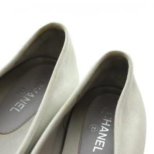 CHANEL バレエシューズ ココマーク リボン 37.5 シルバーカラー G02819