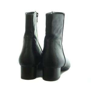 ショートブーツ スクエアトゥ チャンキーヒール レザー 23.0cm 黒