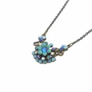 花 ネックレス ペンダント グレー 青 ブルー /SR
