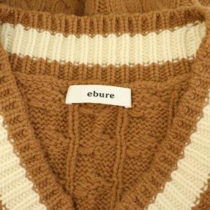 ebure ウールカシミヤ Vネック ケーブルニット セーター オーバーサイズ ブラウン /MY OS