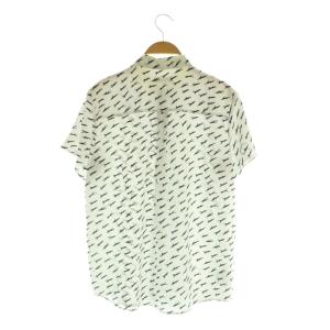 Paul Smith BLACK 総柄 半袖 シフォンブラウス シャツ 40 ホワイト /MY OS