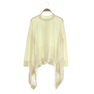 ストレッチヴィスコースライン入りニット 長袖 ビッグシルエット 38 ホワイト /MY OS