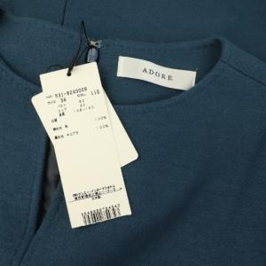 ADORE ウールスムースAラインワンピース ロング 長袖 36 ブルー /MY OS