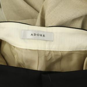 ADORE グランプリント麻ワイドパンツ ハイウエスト 36 ベージュ /MY OS