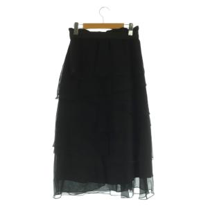 ADORE シルク シフォン ティアードスカート ロング リボン 36 ブラック /MY OS