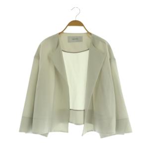 ノーカラージャケット ショート 八分袖 袖ボタン 36 ライトグレー /MY OS