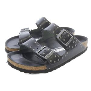 レザー arizona サンダル ロゴ 23cm 黒 ブラック /SR