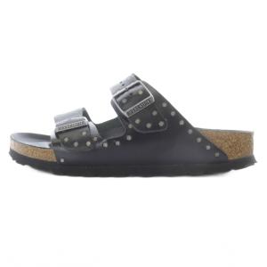 BIRKENSTOCK レザー arizona サンダル ロゴ 23cm 黒 ブラック /SR