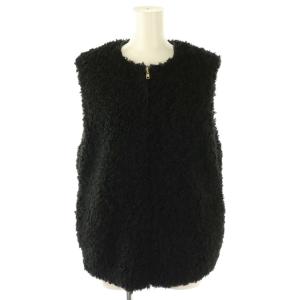 23AW フェイクファーベスト ジップアップ ブラック /HK OS