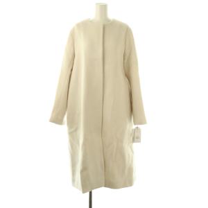 24AW カシミア混ノーカラーコート 38 アイボリー