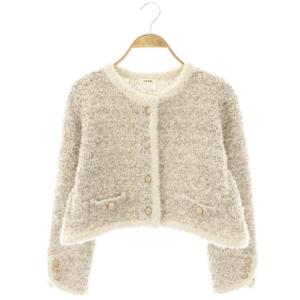 23AW ラメツイードカーディガン クロップド F グレージュ ホワイト /CX OS