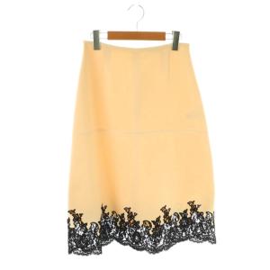 フィービー期 ウールシルク 裾レーススカート
 36 ベージュ ブラック
