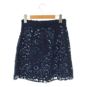 miumiu フラワー刺繍スカート 台形スカート ミニ 38 ネイビー MG1136 /DF OS