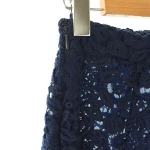 miumiu フラワー刺繍スカート 台形スカート ミニ 38 ネイビー MG1136 /DF OS