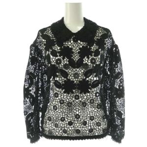 フラワー刺繍プルオーバー ブラウス 長袖 38 黒 /NR OS