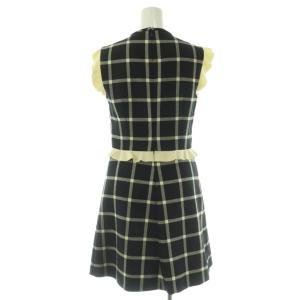 RED VALENTINO REDVALENTINO チェックノースリーブ ワンピース ミニ ウール 38 黒 クリーム色 /NR OS