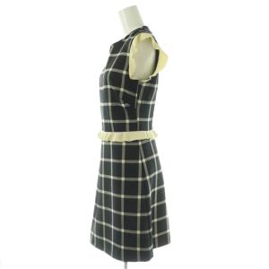 RED VALENTINO REDVALENTINO チェックノースリーブ ワンピース ミニ ウール 38 黒 クリーム色 /NR OS