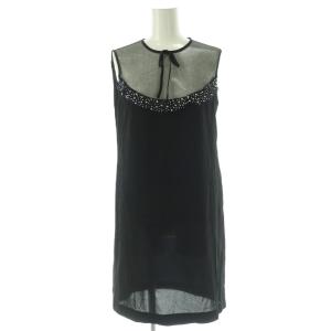 ラインストーン装飾ノースリーブワンピース ミニ 36 黒 /NR OS