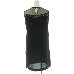 miumiu ラインストーン装飾ノースリーブワンピース ミニ 36 黒 /NR OS