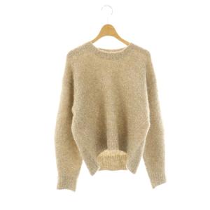 Alpaca Lurex Pullover ニット セーター 長袖 ウール混 ベージュ 011232ZD1