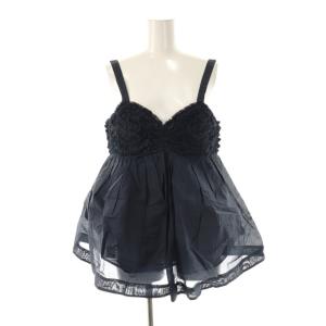 25SS Cotton Organza Frilled Cami Top ブラウス キャミソール ネイビー
