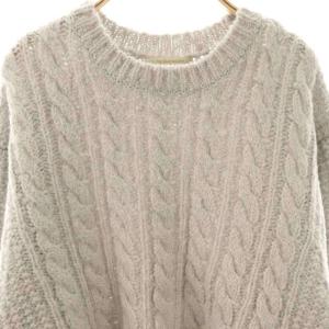 NE QUITTEZ PAS! Wool Mohair Aran Pattern Pullover ニット セーター ライトグレー /DO