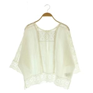CAMBRIC LACE TOP ブラウス 七分袖 プルオーバー レース インド製 ホワイト /MY OS