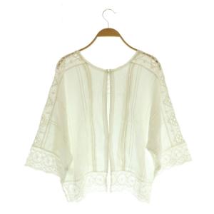 NE QUITTEZ PAS! CAMBRIC LACE TOP ブラウス 七分袖 プルオーバー レース インド製 ホワイト /MY OS