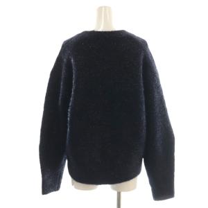 NE QUITTEZ PAS! Alpaca Lurex Pullover ニット セーター 長袖 ウール混 濃紺 黒 /NR OS SH